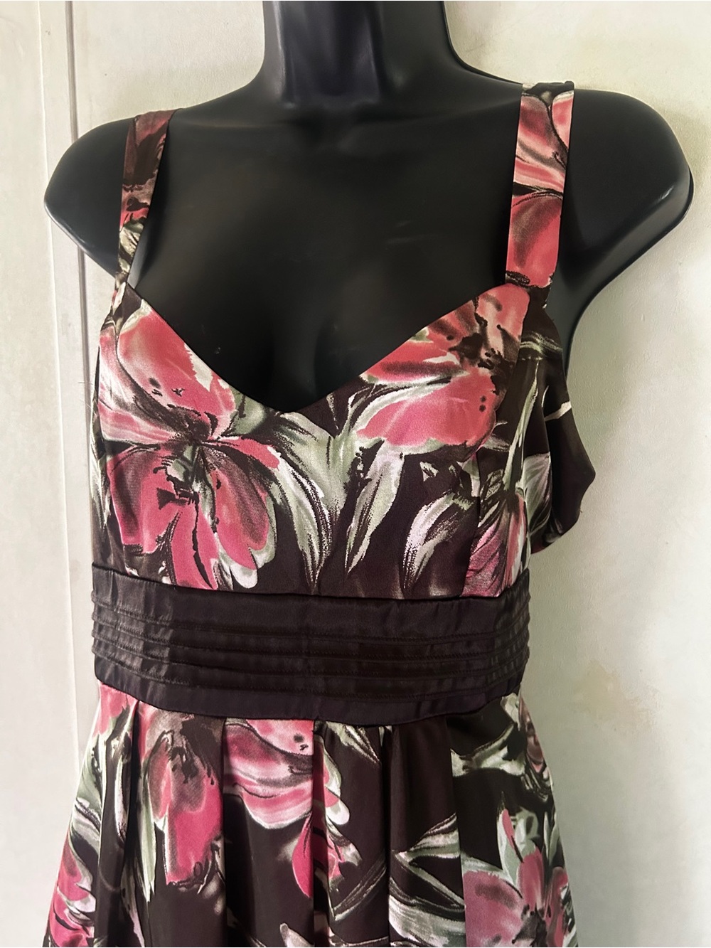 Studio Y brown Dress with Pink Floral Print bubble skirt, bottom Y2K vintage